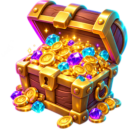 A treasure chest of gold and gems